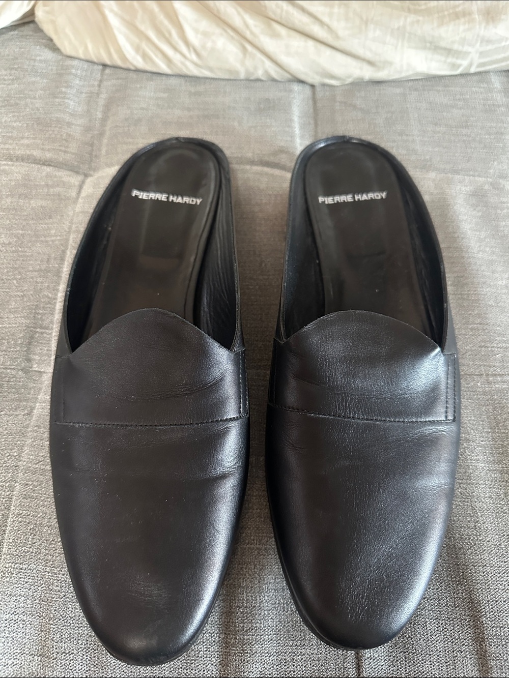 Pierre Hardy Black Leather Backless Loafers